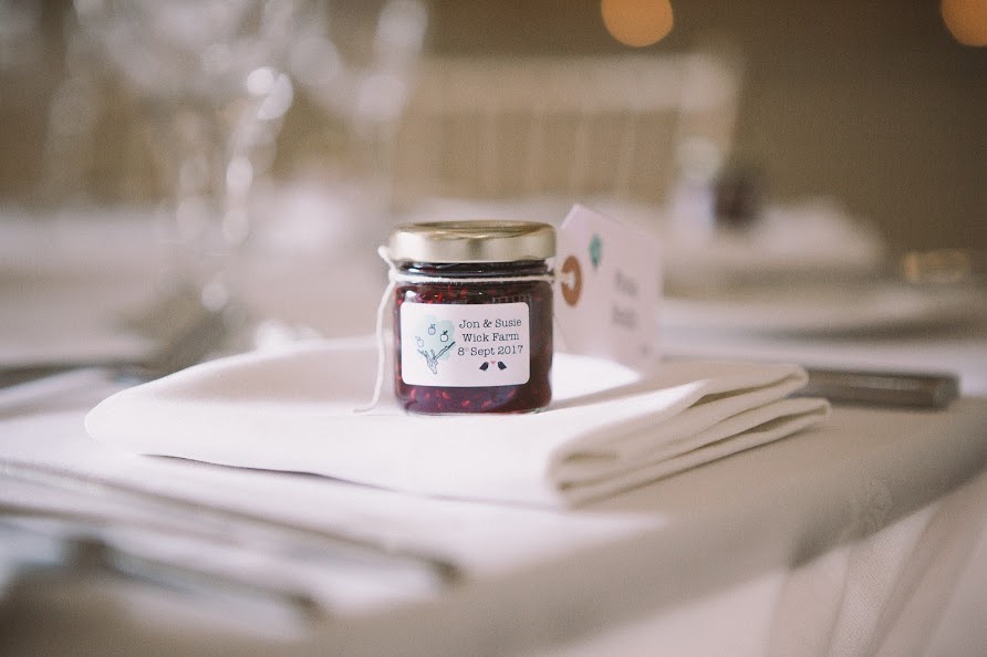 Tregunter wedding favour with a personalised label.
